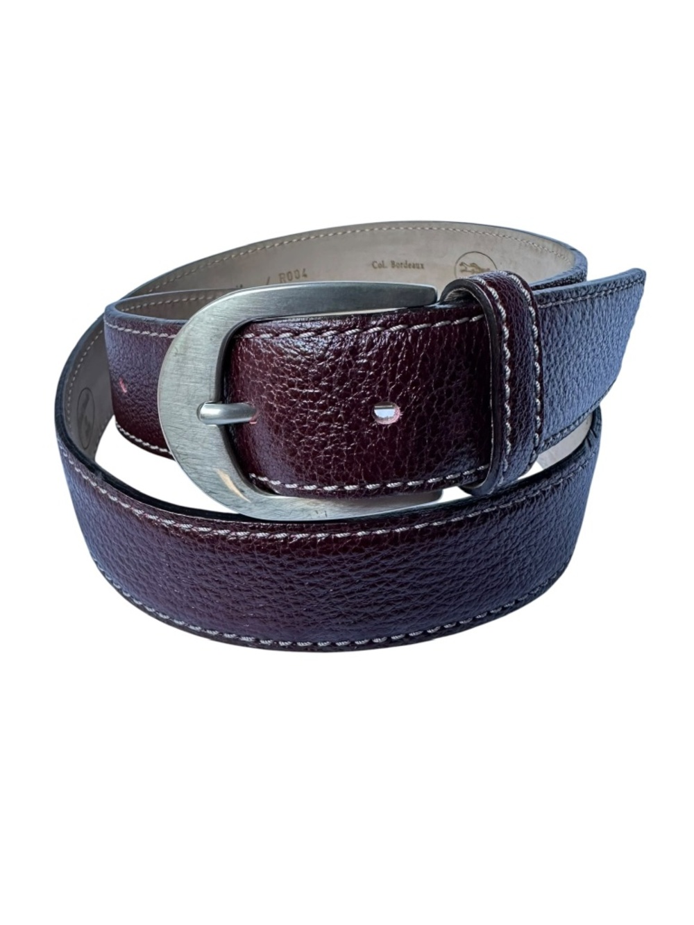 Genuine ERREGHÈ for Neiman Marcus Burgundy Pebbled Leather Dress Belt Size 34